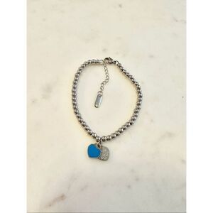 Blue and silver color heart beaded bracelet